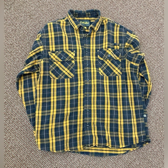 Men’s XL Tall 100% Cotton CABELA’S Heavy Duty Plaid Flannel Sportsman Work Shirt - Picture 1 of 14